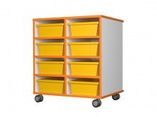 Mobile Tote Tray Unit 8   Yellow